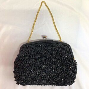 Vintage Marcus Brothers of Miami Woven Beaded Handbag Purse 1960s